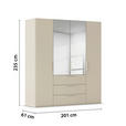 DREHTÜRENSCHRANK 201/235/61 cm,  in Champagner, 4-türig  - Champagner, Basics, Glas/Holzwerkstoff (201/235/61cm) - Novel