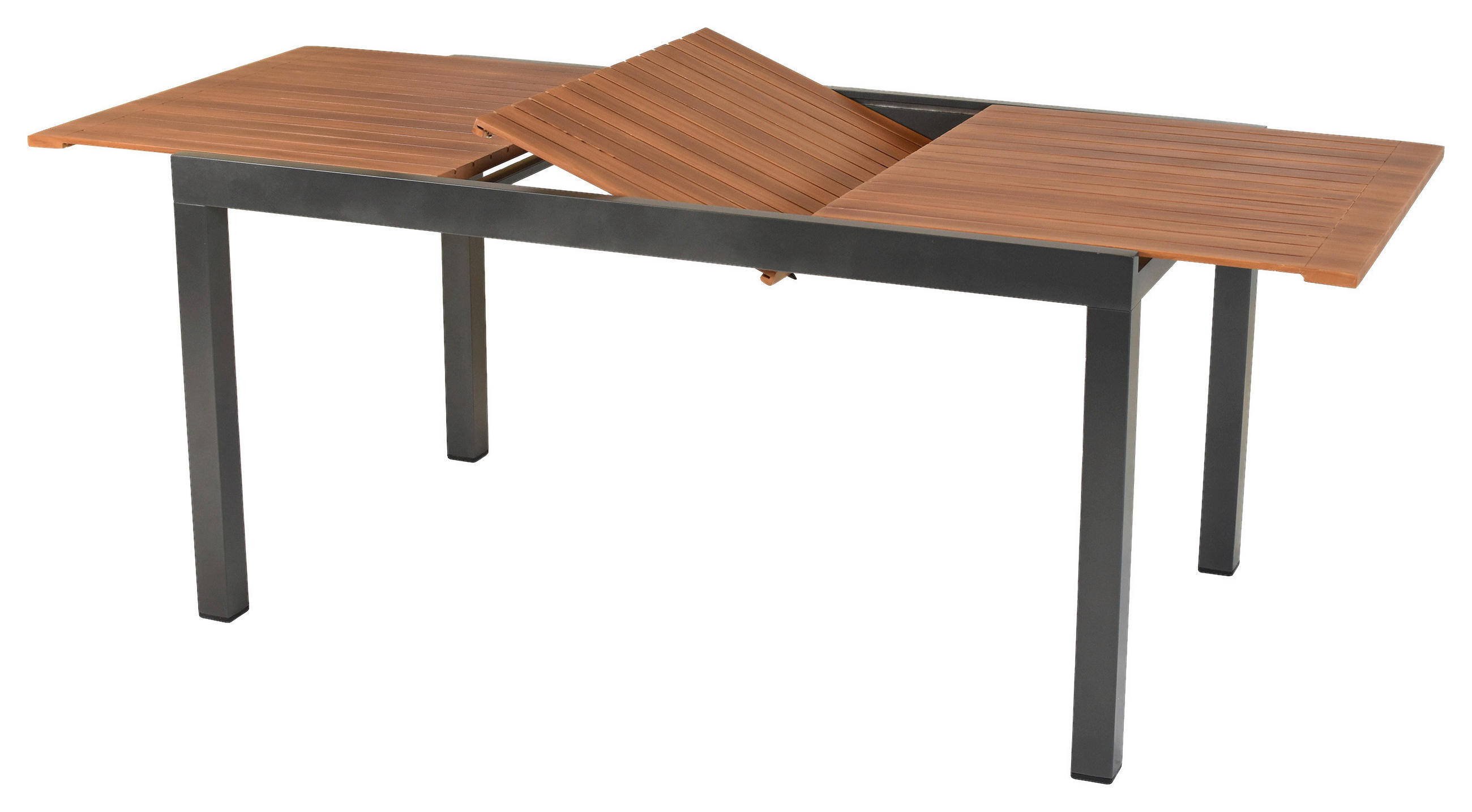 GARTENTISCH 150/90/76,5 cm Holz, Metall rechteckig  - Graphitfarben/Naturfarben, MODERN, Holz/Metall (150/90/76,5cm) - Gardenson
