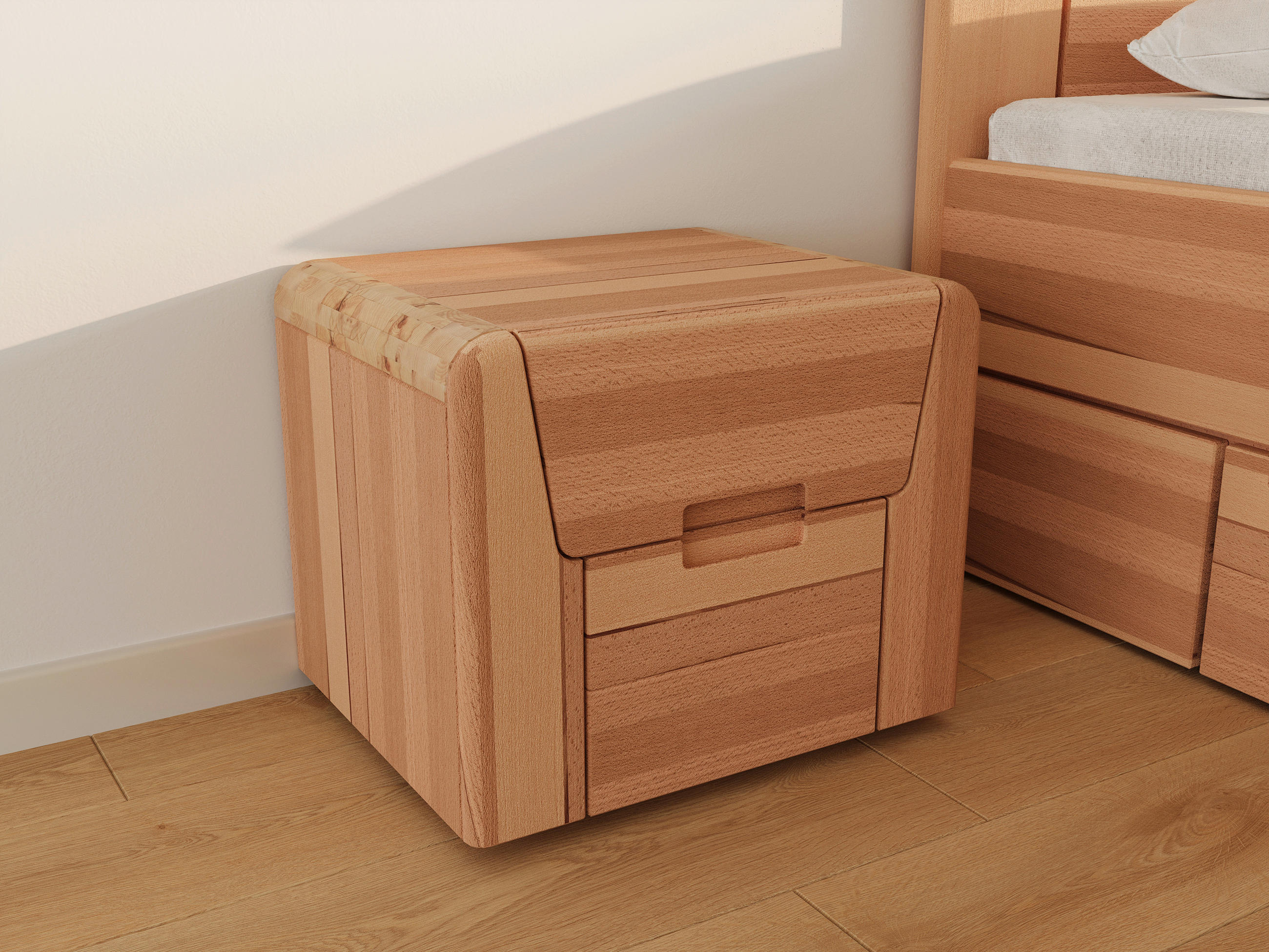 NACHTSCHRANK 50/40/42 cm Kernbuche vollmassiv  - Kernbuche, MODERN, Holz (50/40/42cm) - MID.YOU