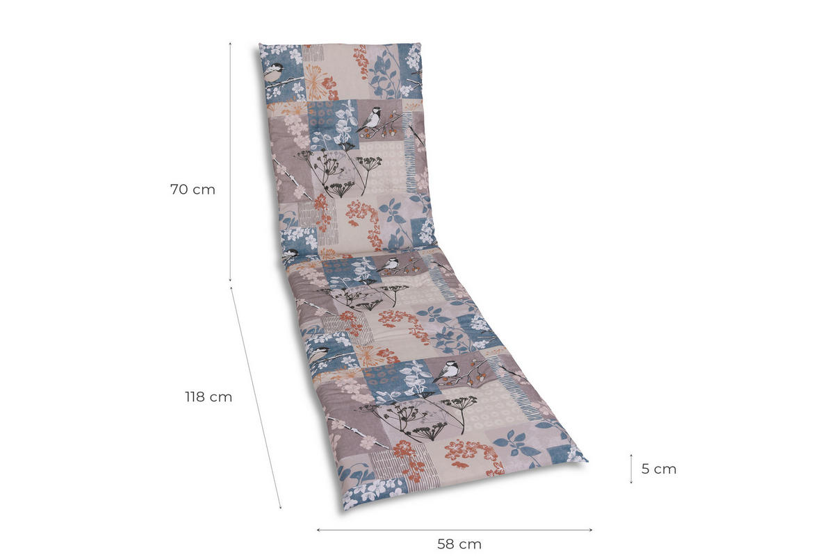 NAPOZÓÁGYPÁRNA kék, fekete, fehér, taupe, rozsdavörös levelek  - fekete/rozsdavörös, Design, textil (58/5/188cm) - Ambia Garden