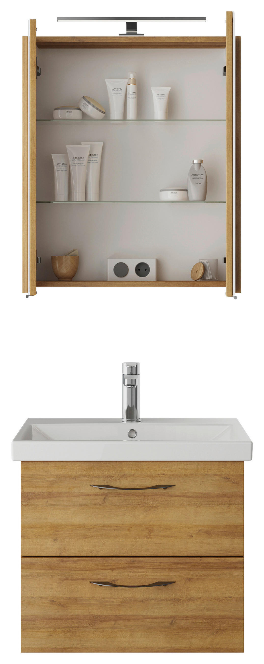 BADEZIMMER  in 60 cm  - Eichefarben/Weiß, KONVENTIONELL, Holzwerkstoff (60cm) - Pelipal