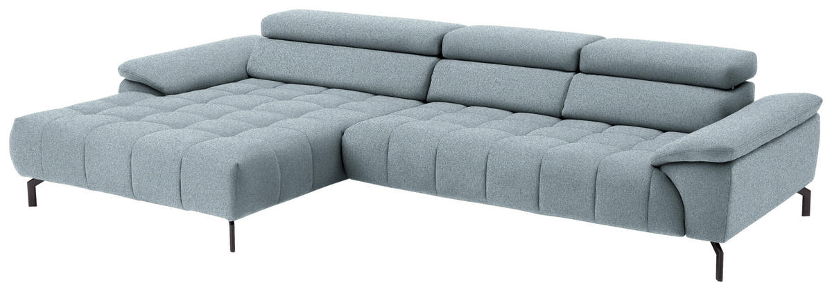 ECKSOFA in Webstoff Türkis  - Türkis/Schwarz, Design, Textil/Metall (190/329cm) - Beldomo Style