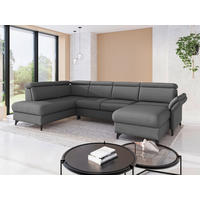 WOHNLANDSCHAFT GLENDALE E Dunkelgrau Flachgewebe  - Dunkelgrau/Schwarz, KONVENTIONELL, Textil/Metall (193/321/166cm) - Sit & More