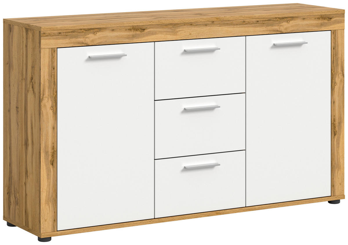 SIDEBOARD JAM  in 125/80/35 cm  - Silberfarben/Eiche Wotan, Design, Holzwerkstoff/Kunststoff (125/80/35cm) - MID.YOU
