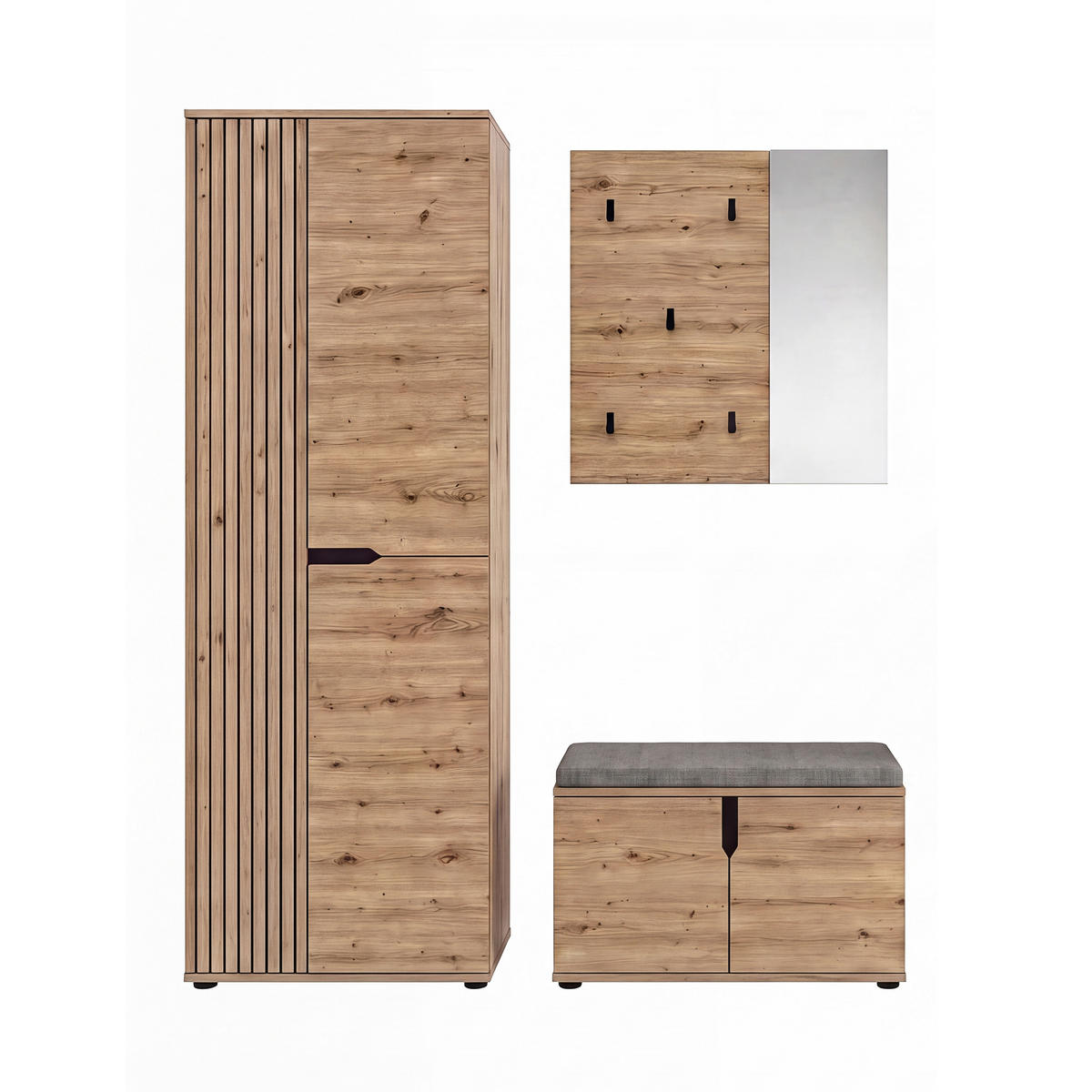 GARDEROBE 3-teilig  in 160/191/37 cm  - Eiche Artisan, Design, Holzwerkstoff (160/191/37cm) - MID.YOU