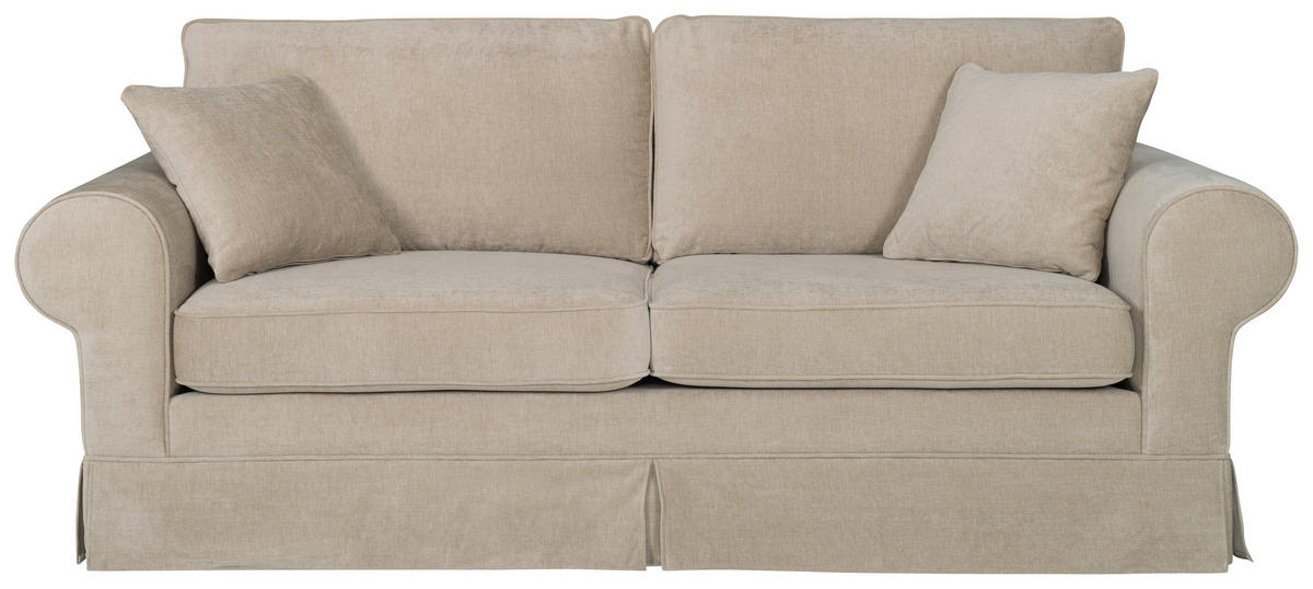 3-SITZER-SOFA Chenille Beige  - Beige/Naturfarben, Design, Holz/Textil (222/91/91cm) - Landscape