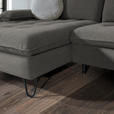 ECKSOFA in Flachgewebe Hellgrau  180/310 cm  - Hellgrau/Schwarz, LIFESTYLE, Textil/Metall (180/310cm) - Valnatura
