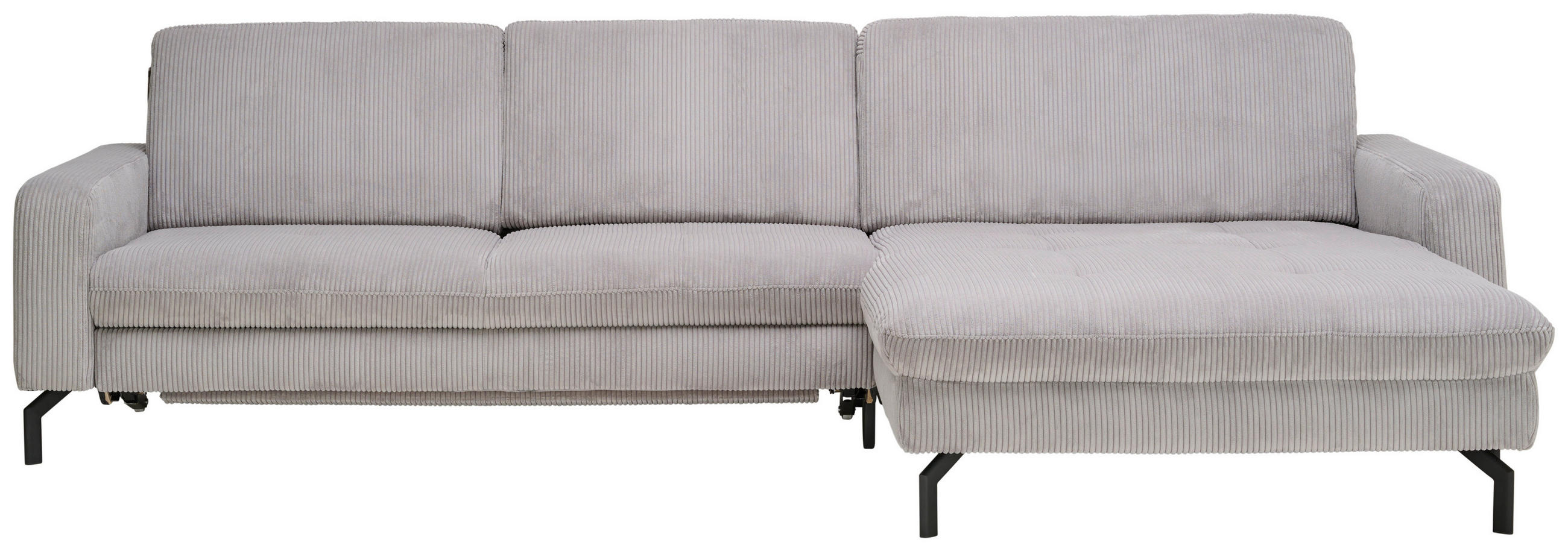 ECKSOFA in Cord Grau  - Schwarz/Grau, Design, Textil/Metall (302/178cm) - Beldomo Style