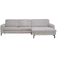 ECKSOFA in Cord Grau  - Schwarz/Grau, Design, Textil/Metall (302/178cm) - Beldomo Style