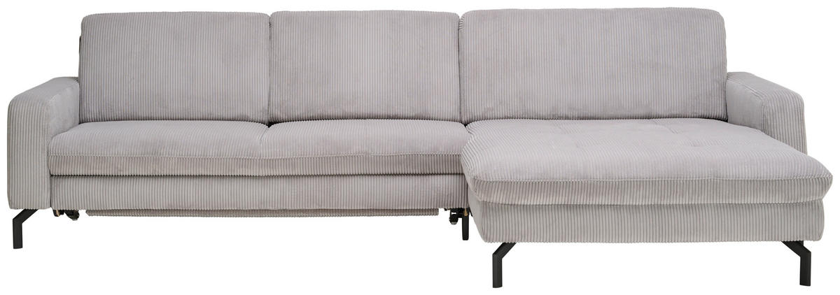 ECKSOFA in Cord Grau  - Schwarz/Grau, Design, Textil/Metall (302/178cm) - Beldomo Style