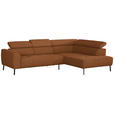 ECKSOFA in Struktur Rostfarben  280/205 cm  - Rostfarben/Schwarz, Design, Textil/Metall (280/205cm) - Xora