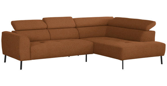 ECKSOFA in Struktur Rostfarben  280/205 cm  - Rostfarben/Schwarz, Design, Textil/Metall (280/205cm) - Xora