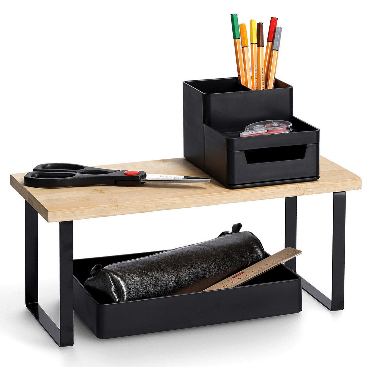 REGAL Bambus Naturfarben, Schwarz  - Schwarz/Naturfarben, Basics, Holz/Metall (36/15,5/15,5cm) - Zeller Present