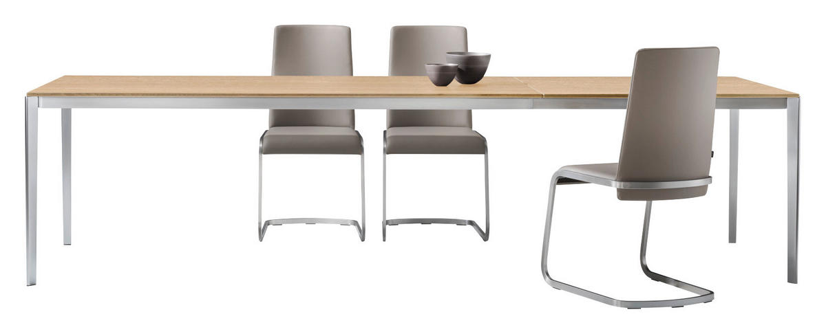 ESSTISCH in Holz, Metall 200-300/100/75 cm  - Edelstahlfarben/Eichefarben, Design, Holz/Metall (200-300/100/75cm) - TEAM 7