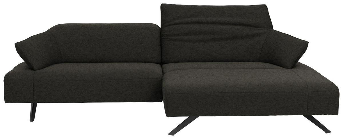 ECKSOFA in Struktur Graubraun  - Anthrazit/Graubraun, Design, Textil/Metall (276/165cm) - Himolla