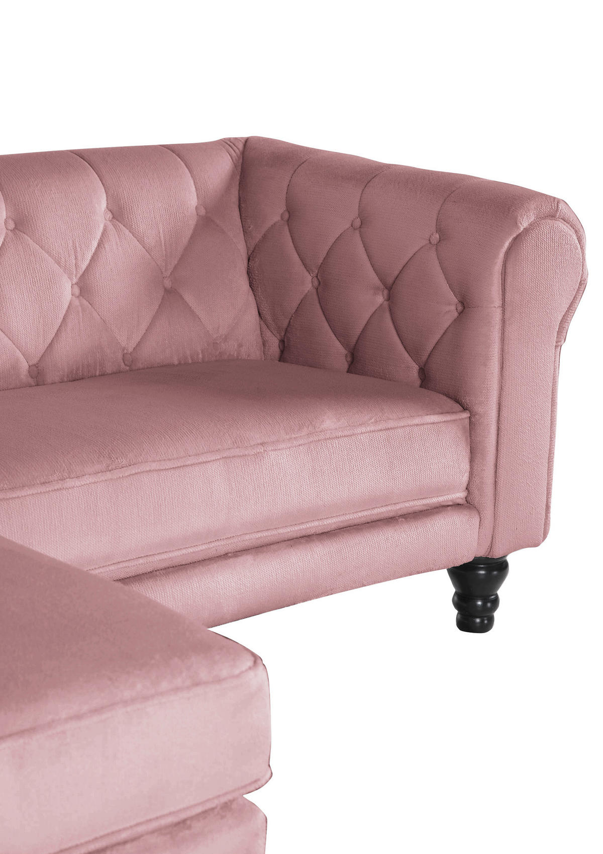 ECKSOFA in Plüsch Rosa  160/260 cm  - Dunkelbraun/Rosa, Design, Holz/Textil (160/260cm) - MID.YOU