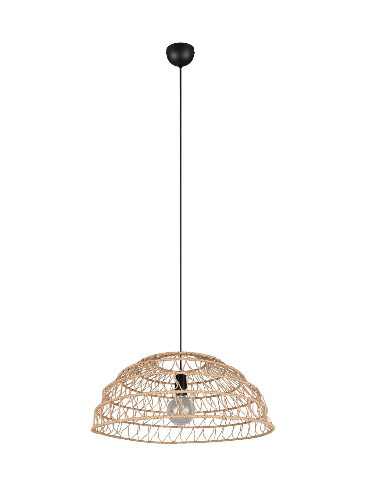 PENDELLEUCHTE 60/150 cm    - Schwarz/Braun, Natur, Papier/Metall (60/150cm)