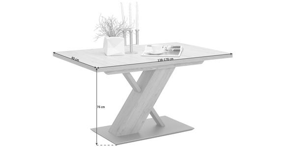 ESSTISCH in Holzwerkstoff, Metall 138(178)/90/76 cm - Edelstahlfarben/Eichefarben, KONVENTIONELL, Holzwerkstoff/Metall (138(178)/90/76cm) - Cantus