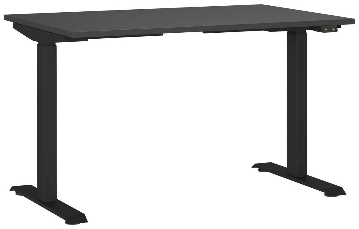 SCHREIBTISCH 120/80/72-120 cm Graphitfarben, Schwarz höhenverstellbar  - Graphitfarben/Schwarz, MODERN, Holzwerkstoff/Metall (120/80/72-120cm) - Germania