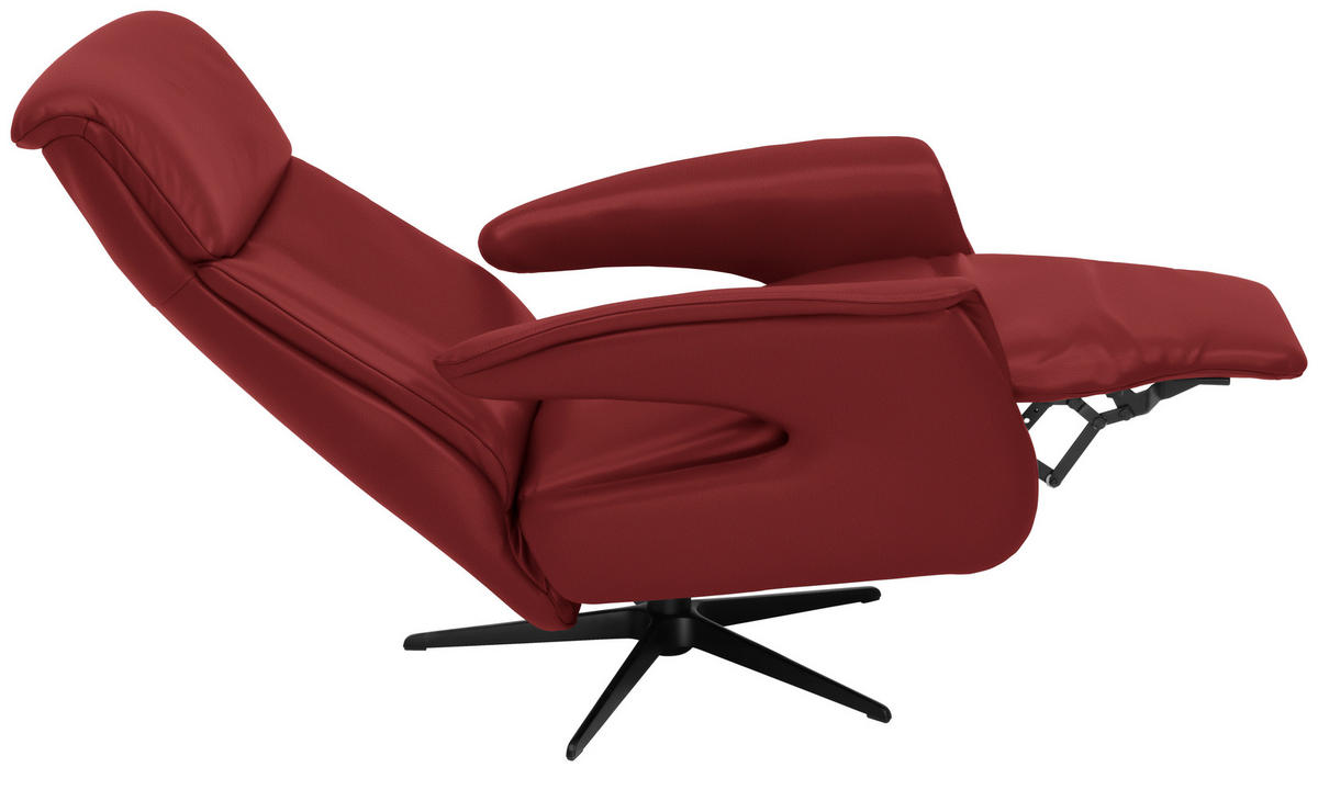 RELAXSESSEL in Leder Rot  - Rot/Schwarz, Design, Leder/Metall (78/106/88cm) - Welnova