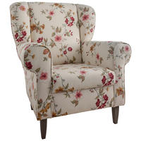 OHRENSESSEL Lesesessel Webstoff Rot, Wengefarben, Beige  - Wengefarben/Beige, KONVENTIONELL, Holz/Textil (80/102/86cm) - Livetastic