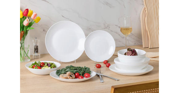 TAFELSERVICE 16-teilig  - Weiß, Basics, Glas - Boxxx