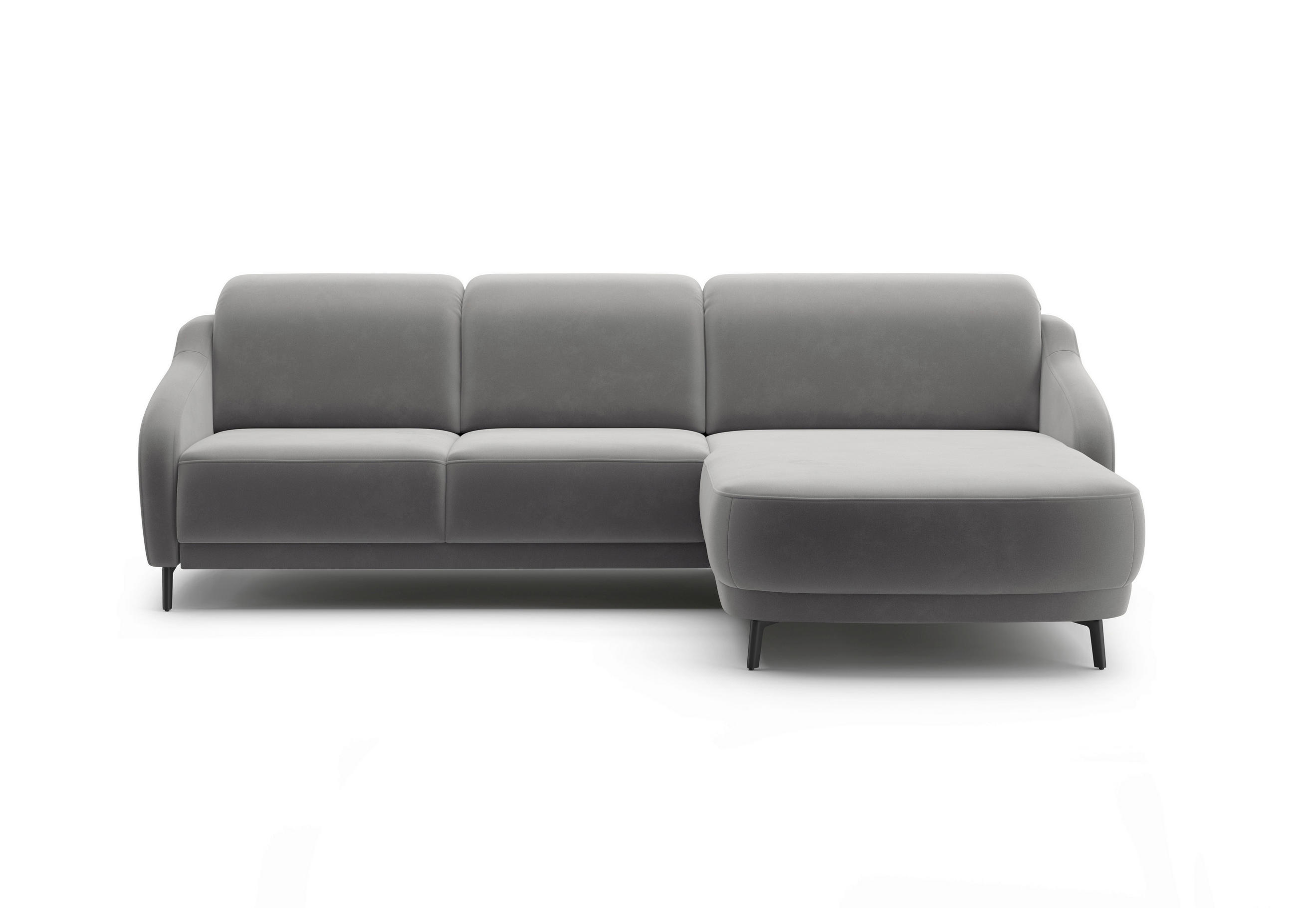 ECKSOFA BLUES V Grau Samt  - Schwarz/Grau, MODERN, Textil/Metall (271/191cm) - Sit & More