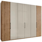 FALTTÜRENSCHRANK 300/236/58 cm 3-türig Champagner, Eiche Bianco  - Schieferfarben/Eiche Bianco, KONVENTIONELL, Glas/Holzwerkstoff (300/236/58cm) - Dieter Knoll