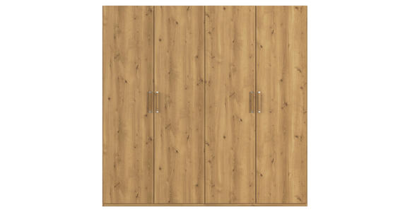 DREHTÜRENSCHRANK 201/197/60 cm 4-türig Eichefarben  - Eichefarben/Silberfarben, Design, Holzwerkstoff/Kunststoff (201/197/60cm) - Novel