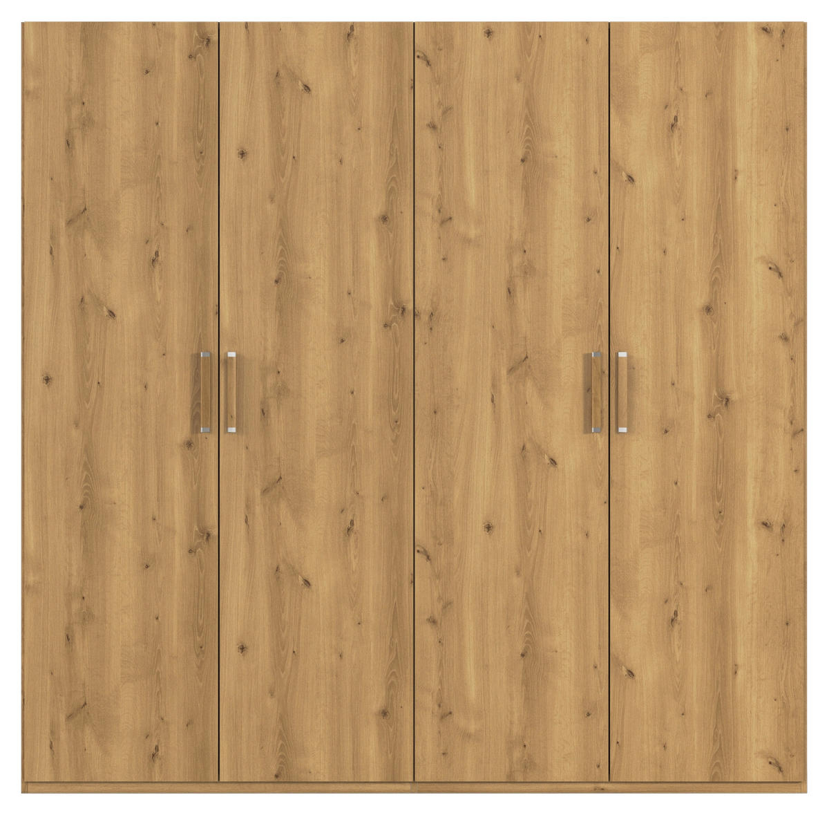 DREHTÜRENSCHRANK 201/197/60 cm 4-türig Eichefarben  - Eichefarben/Silberfarben, Design, Holzwerkstoff/Kunststoff (201/197/60cm) - Novel
