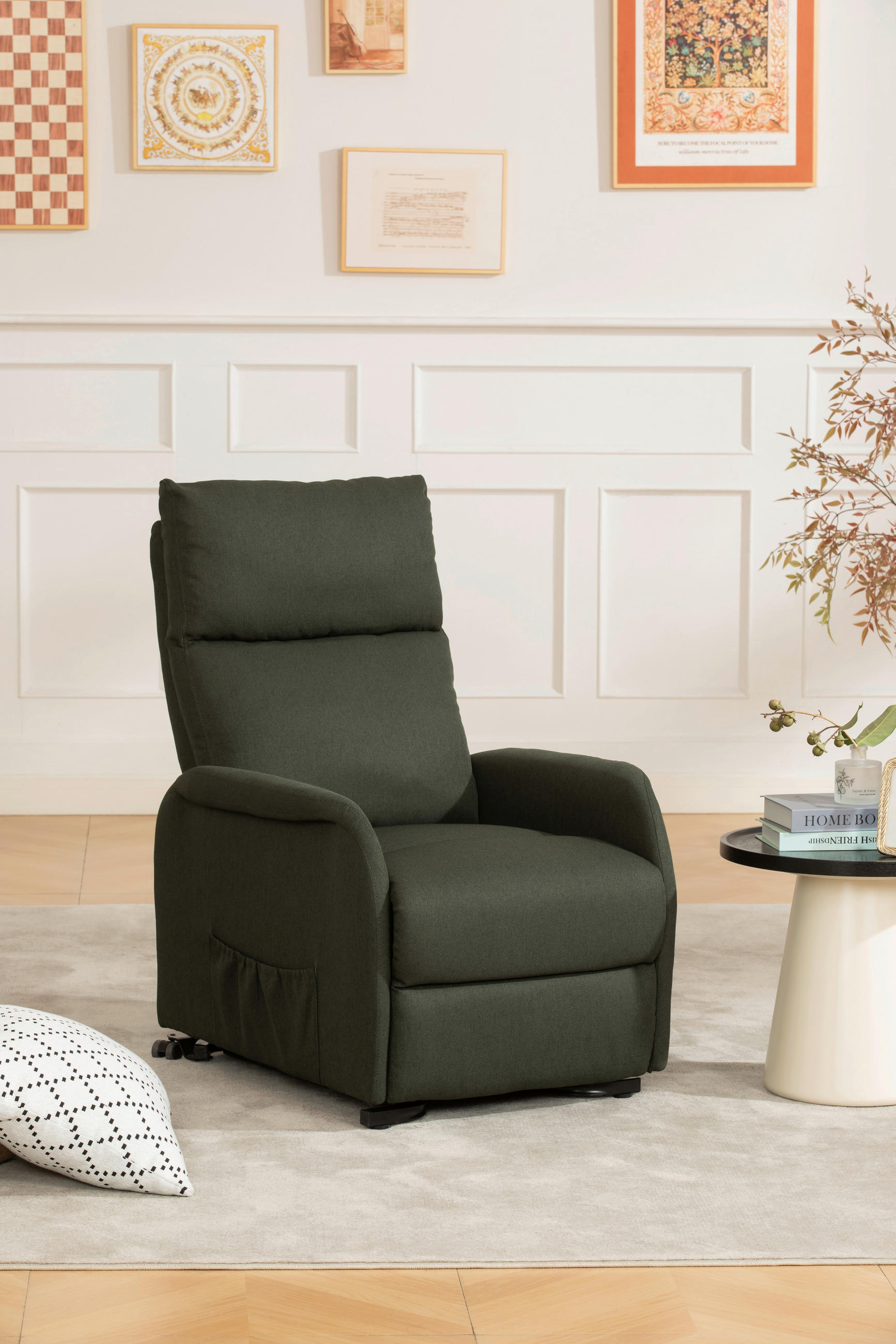 FERNSEHSESSEL Webstoff Grün  - Schwarz/Grün, KONVENTIONELL, Textil/Metall (68/103-80/93-158cm) - P & B