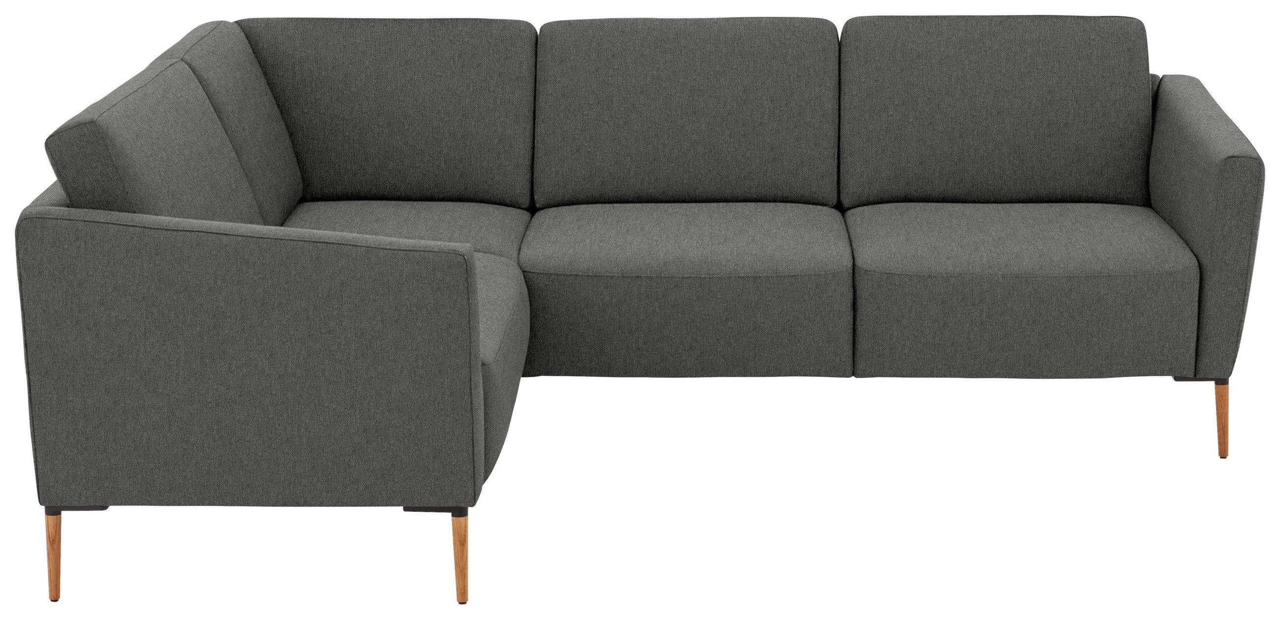 ECKSOFA Flachgewebe Dunkelgrau  - Eichefarben/Dunkelgrau, Design, Holz/Textil (189/236cm) - Valnatura