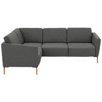 ECKSOFA  in Flachgewebe Dunkelgrau Rücken echt  189/236 cm  - Eichefarben/Dunkelgrau, Design, Holz/Textil (189/236cm) - Valnatura