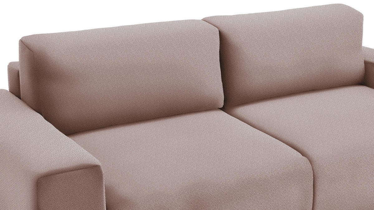 SCHLAFSOFA in Flachgewebe Altrosa  - Buchefarben/Schwarz, Konventionell, Holz/Kunststoff (255/86/123cm) - Livetastic