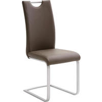 SCHWINGSTUHL  in Edelstahl Lederlook  - Edelstahlfarben/Creme, Design, Textil/Metall (42/103/55cm) - Novel