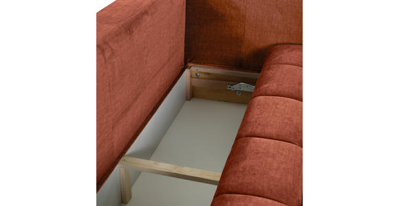 SCHLAFSOFA  mit Liegefunktion, Schlafen auf Sitzhöhe, Rücken echt Flachgewebe Rostfarben  - Rostfarben/Schwarz, KONVENTIONELL, Kunststoff/Textil (250/70/118cm) - Carryhome