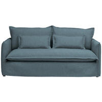 HUSSEN-SOFA in Flachgewebe, Bouclé Blau  - Blau, Trend, Textil/Metall (195/82/98cm) - Livetastic