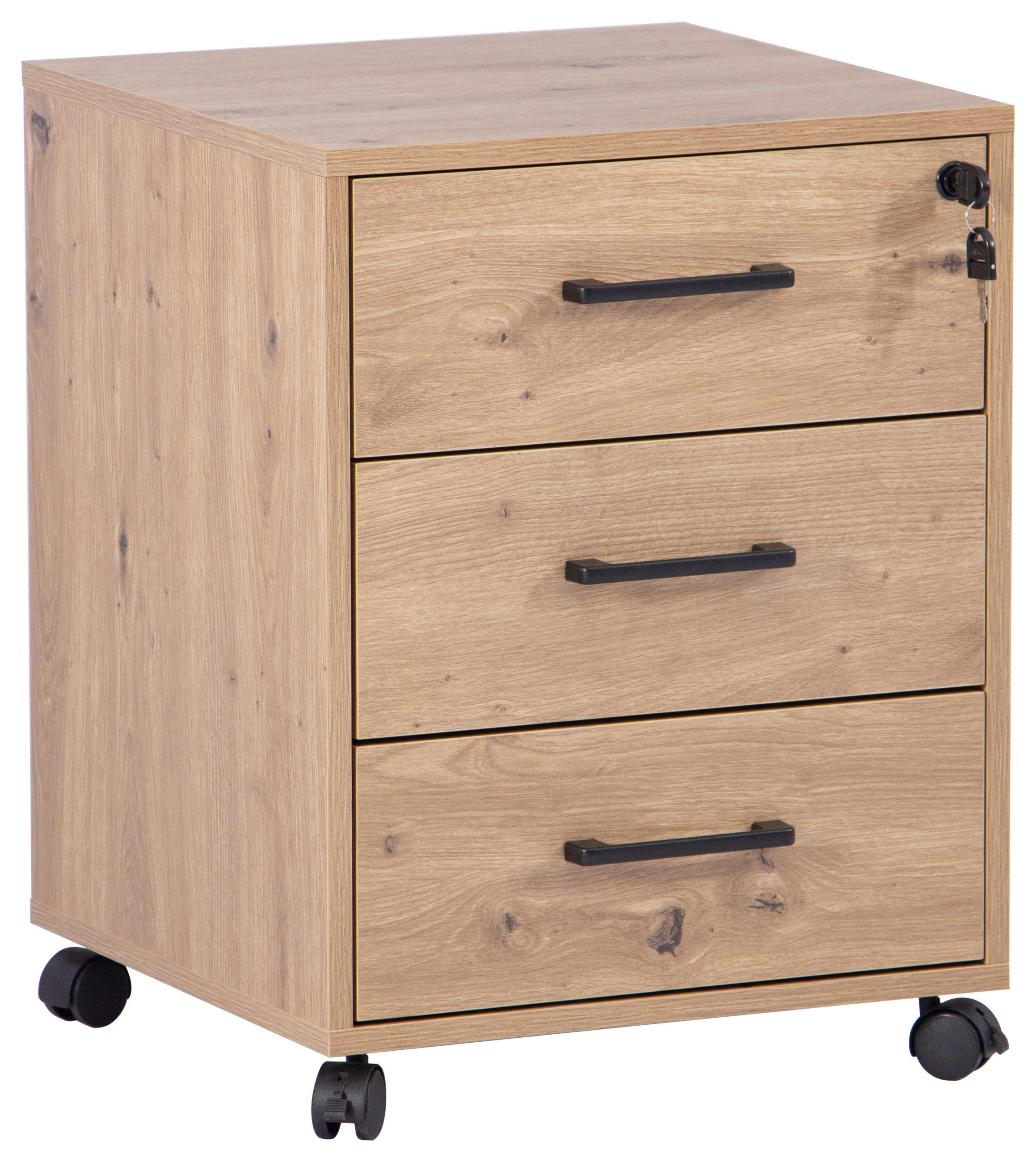 ROLLCONTAINER 43/56/42 cm  - Schwarz/Eiche Artisan, MODERN, Holzwerkstoff/Kunststoff (43/56/42cm) - Livetastic