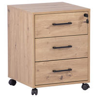 ROLLCONTAINER Eiche Artisan  - Schwarz/Eiche Artisan, MODERN, Holzwerkstoff/Kunststoff (43/56/42cm) - Livetastic