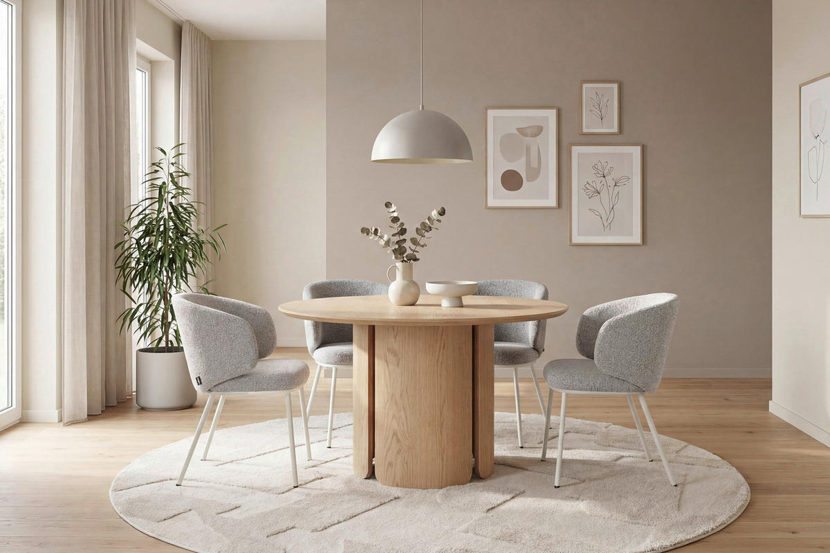 ESSTISCH 120/120/76 cm Echtholz, Nachbildung  Holzwerkstoff rund Eiche Bianco  - Eiche Bianco, MODERN, Holzwerkstoff (120/120/76cm) - Schöner Wohnen