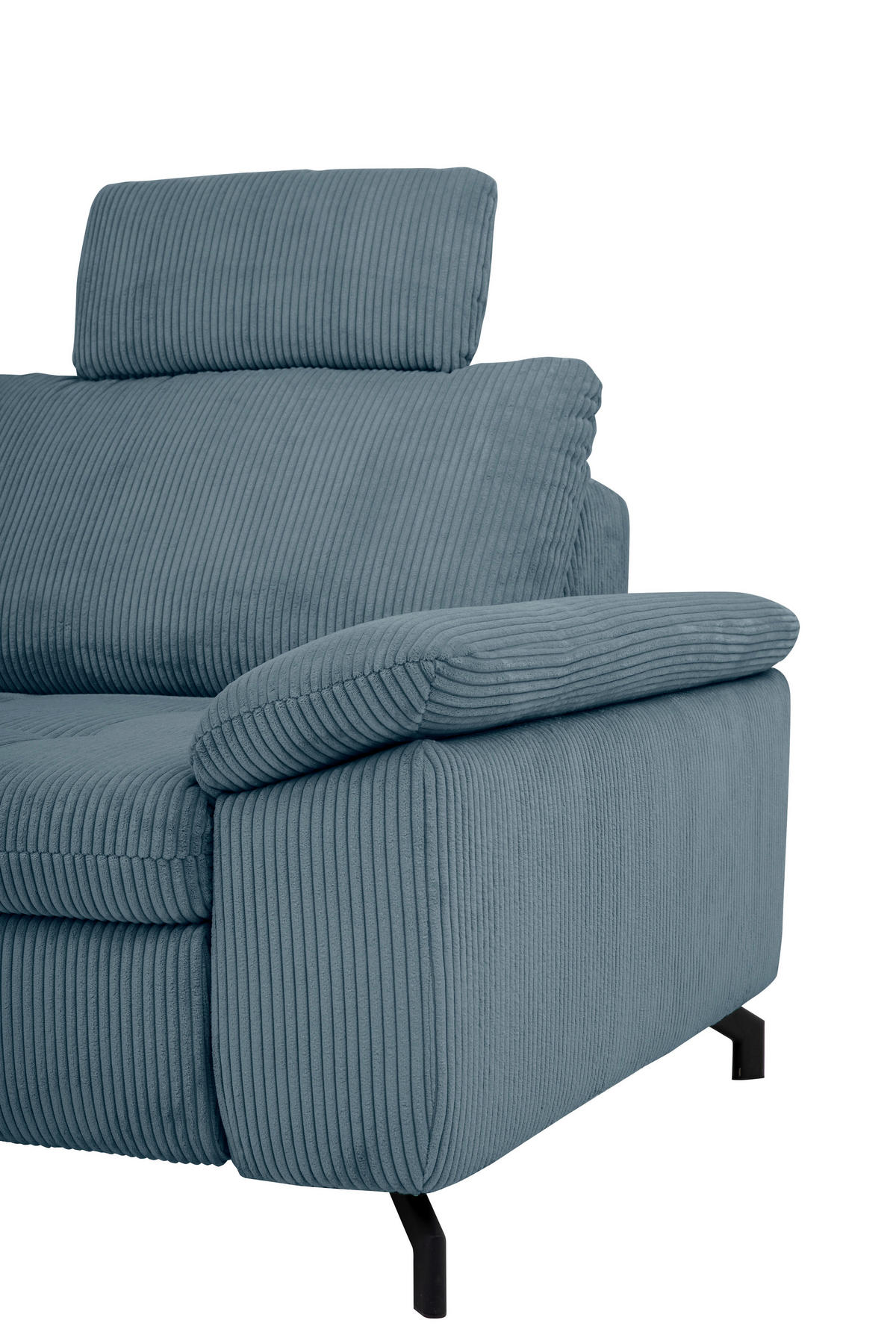 ECKSOFA in Cord, Velours Petrol  - Petrol/Schwarz, Design, Textil/Metall (197/291cm) - Beldomo Style