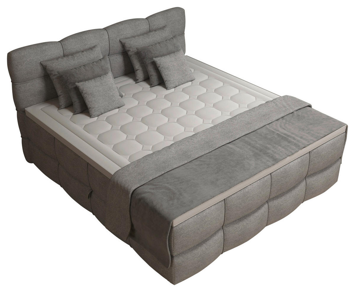 BOXSPRINGBETT 160/200 cm,  in Grau, gepolstertes Kopfteil, Bettkasten, Topper, Matratzen, H3 + H3 = fest  - Schwarz/Grau, Design, Kunststoff/Textil (160/200cm) - Chameo