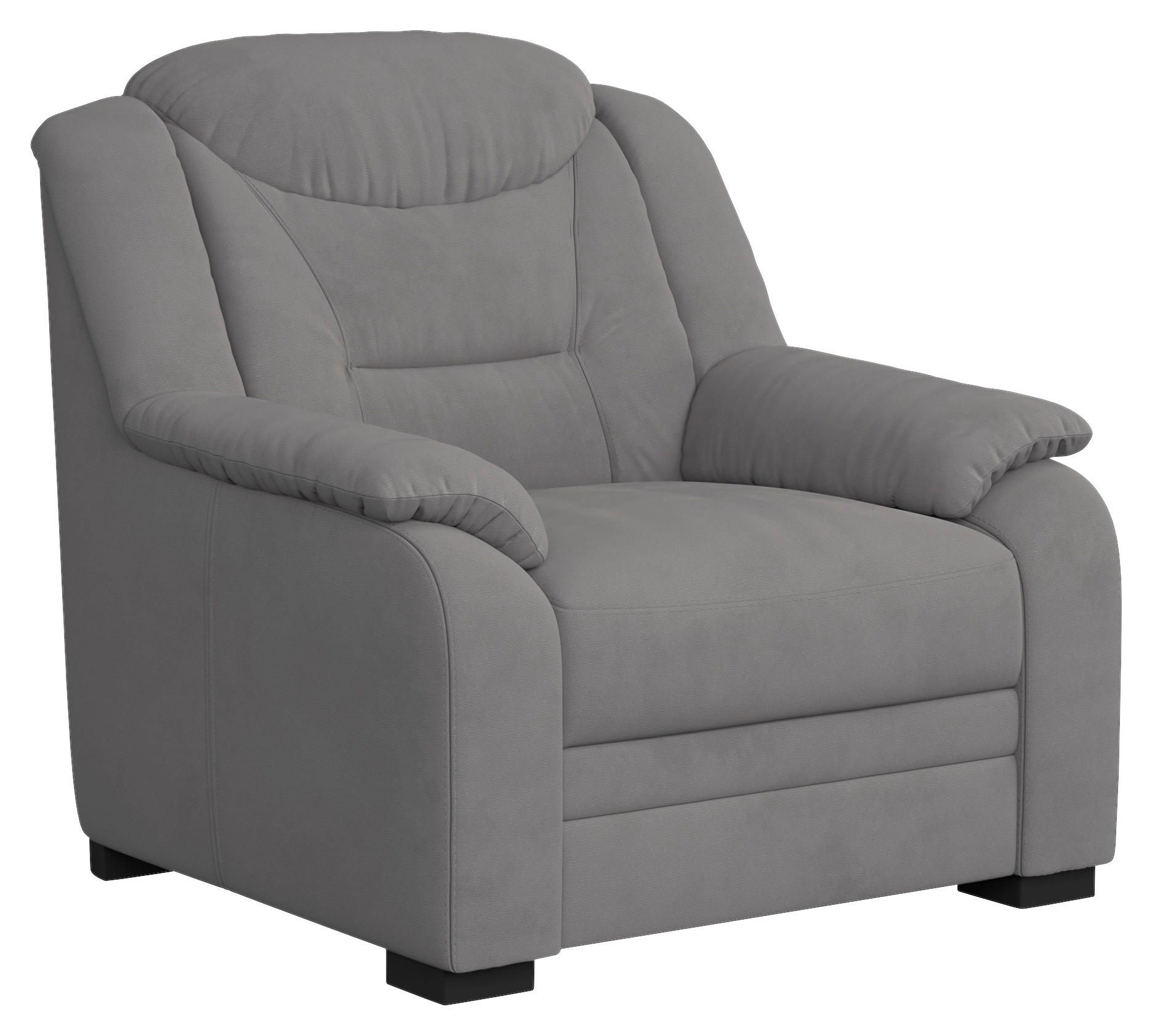 SESSEL Mikrofaser Hellgrau    - Hellgrau/Schwarz, Basics, Kunststoff/Textil (97/99/99cm) - MID.YOU