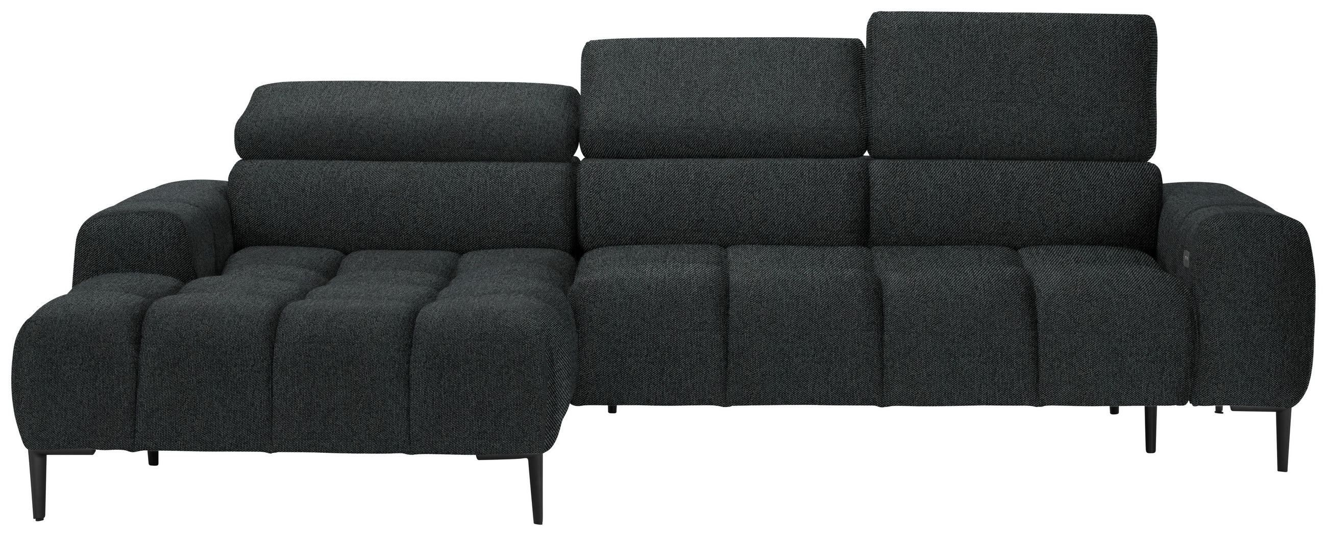 ECKSOFA Graphitfarben Webstoff  - Schwarz/Graphitfarben, Design, Textil/Metall (177/270cm) - Welnova