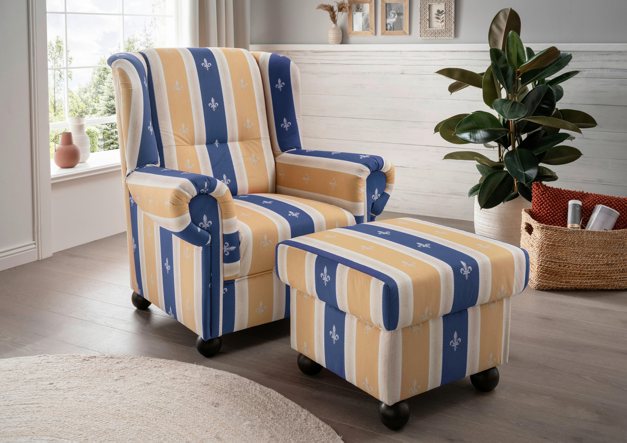 SET DE FAUTEUIL in Mikrofaser Blau  - bleu, Konventionell, textile/bois (92/102/145cm) - Livetastic