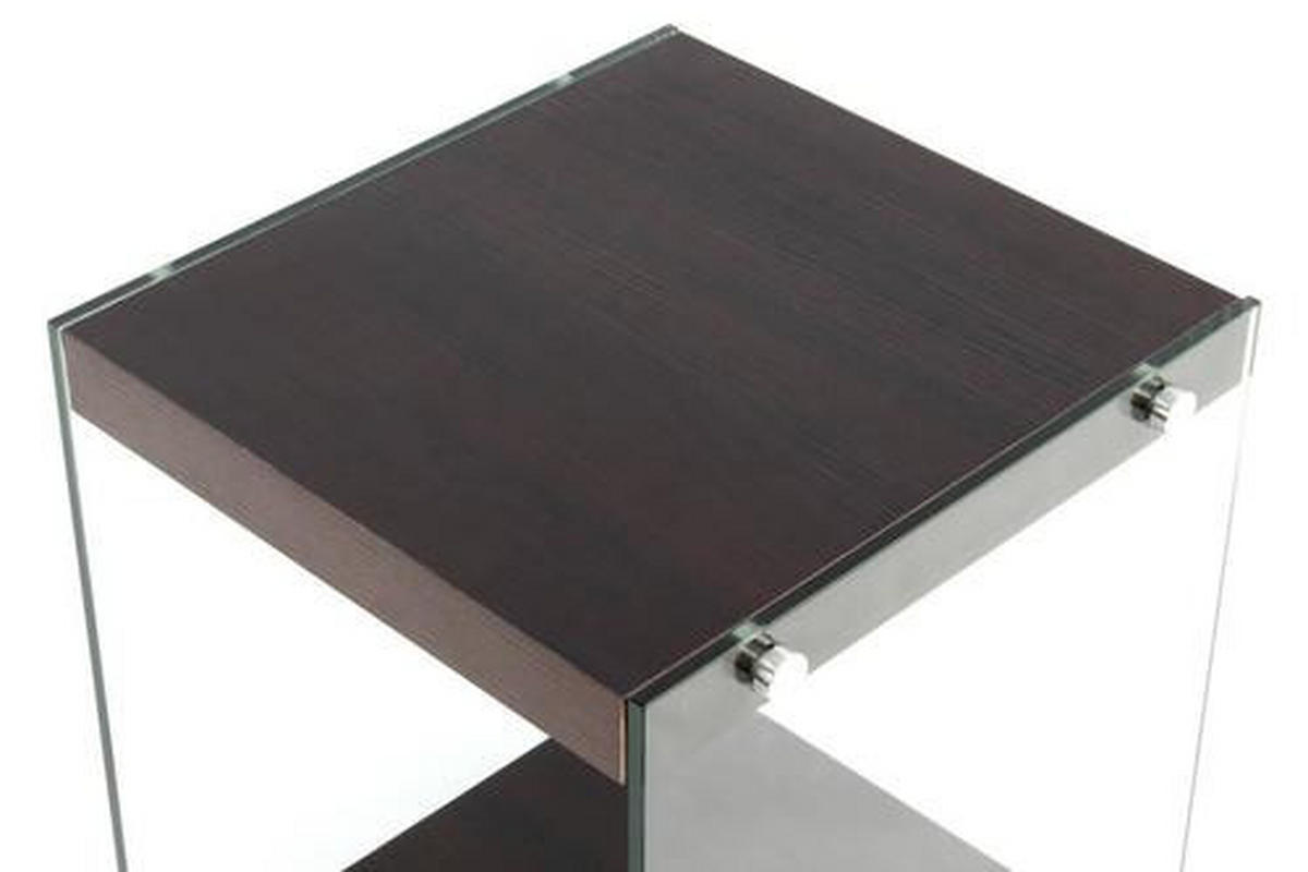BEISTELLTISCH in Glas, Holzwerkstoff 35/35/45 cm  - Klar/Dunkelbraun, Basics, Glas/Holzwerkstoff (35/35/45cm) - Kayoom