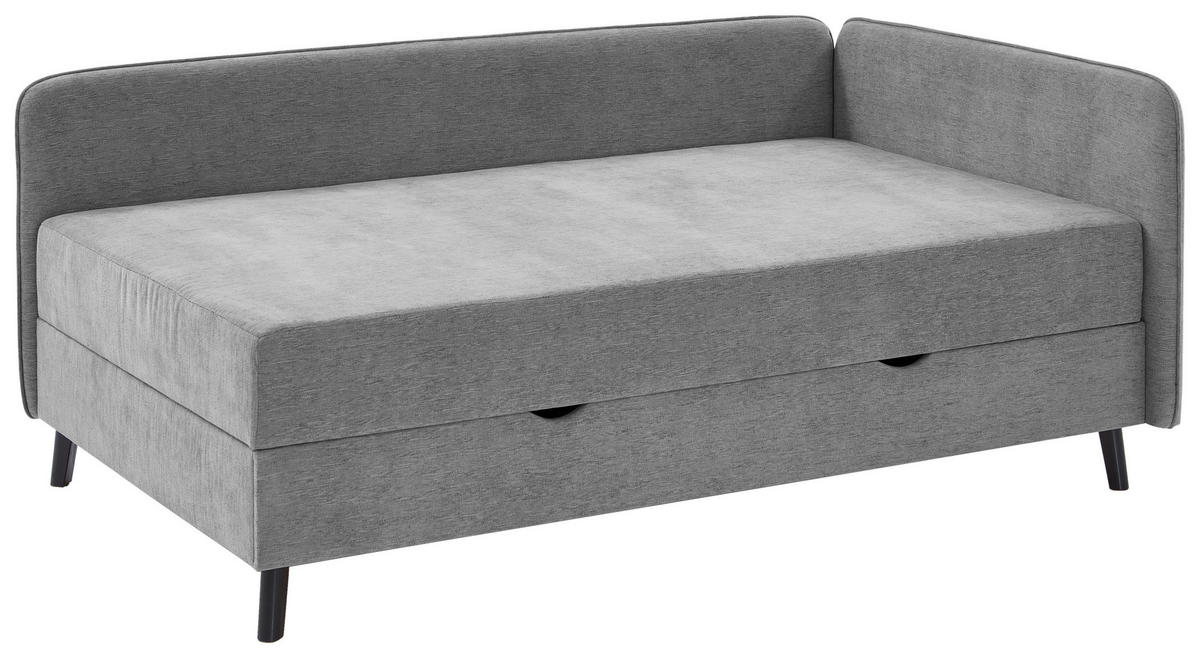 BOXBETT 90/200 cm,  in Grau, Bettkasten, Matratze, H3 = fest  - Schwarz/Grau, Design, Holz/Textil (90/200cm) - Boxxx
