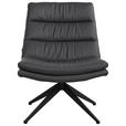 DESIGNSESSEL in Echtleder Dunkelgrau  - Dunkelgrau/Schwarz, Design, Leder/Metall (62.5/82/80cm) - Dieter Knoll
