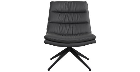 DESIGNSESSEL in Echtleder Dunkelgrau  - Dunkelgrau/Schwarz, Design, Leder/Metall (62.5/82/80cm) - Dieter Knoll