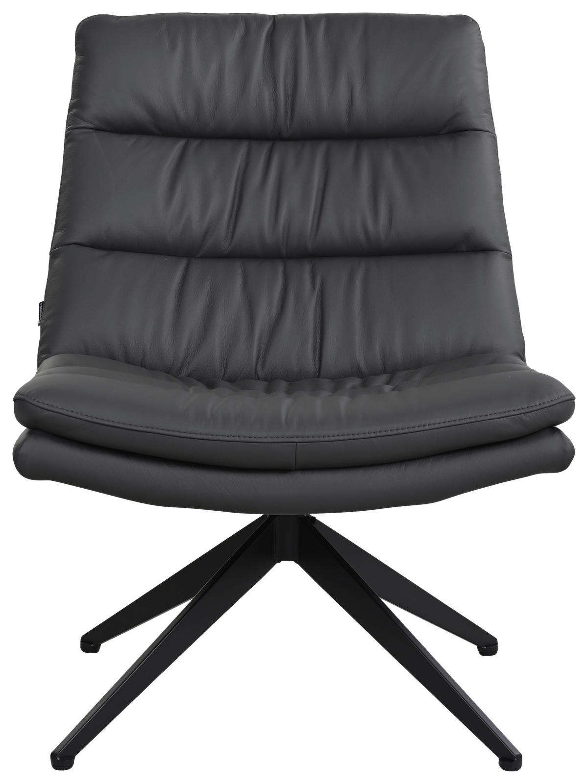 DESIGNSESSEL in Echtleder Dunkelgrau  - Dunkelgrau/Schwarz, Design, Leder/Metall (62.5/82/80cm) - Dieter Knoll